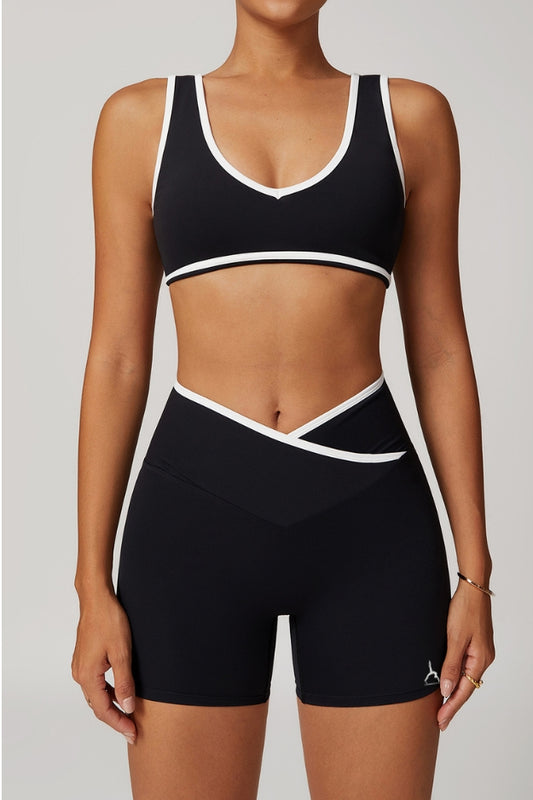 Two colors set - top short tights- black